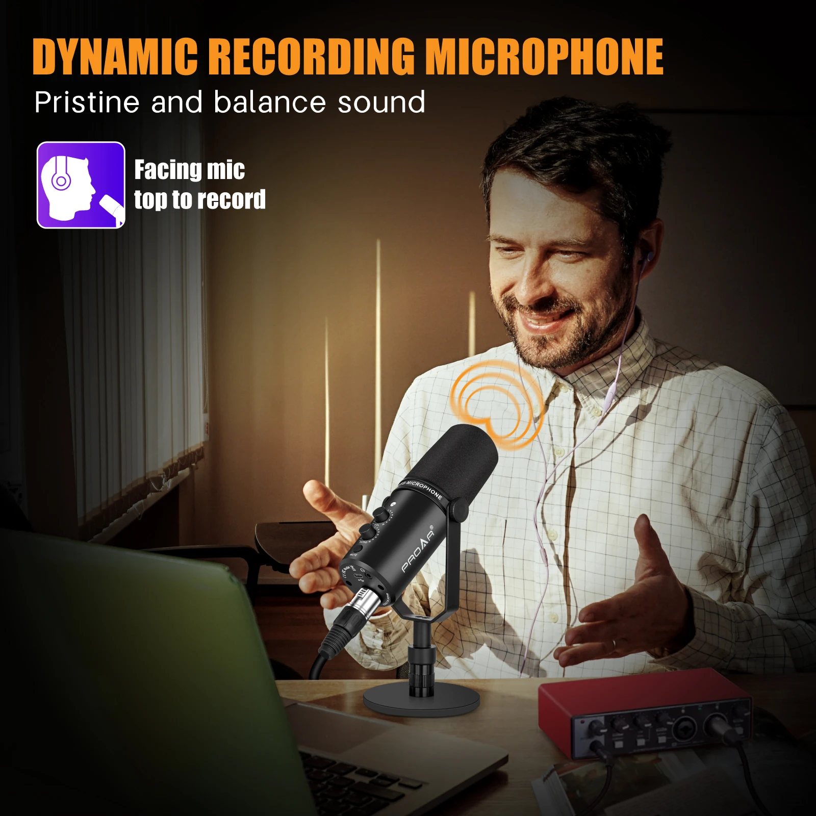 V7 XLR/USB Dynamic Microphone, Baifeili PC Microphone with Noise Cancelling,USB-C Port for Recording,Streaming,Gaming,ASMR