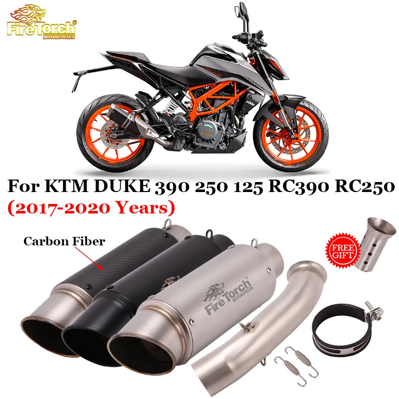 

Slip On For KTM DUKE 125 250 390 RC390 2017 18 2019 2020 51mm Motorcycle Exhaust System Muffler Escape Modified Middle Link Pipe