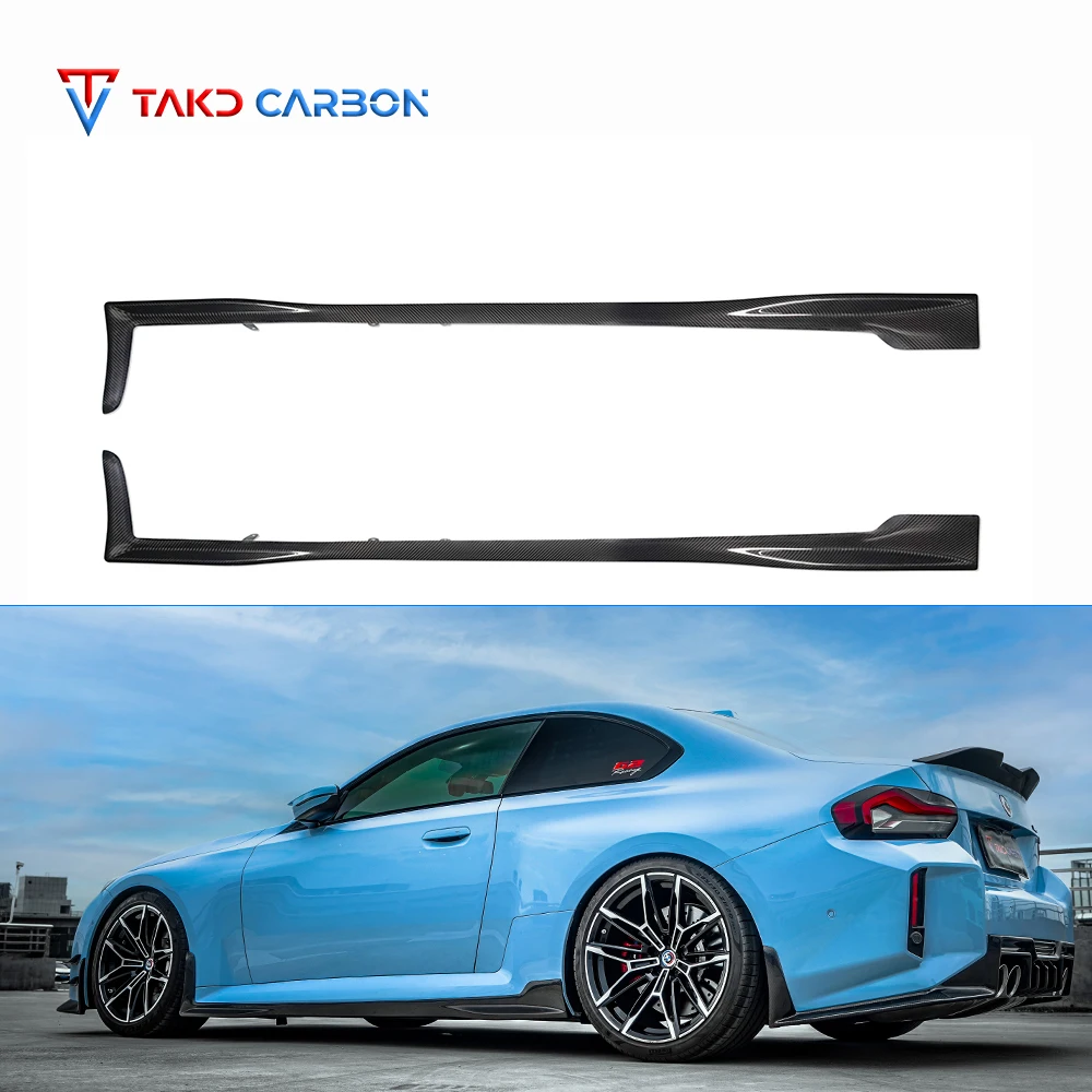 

TAKD Design Factory Wholesale Dry Carbon Fiber Side Skirts Car Side Bumper Extension Side Lip for bmws M2 G87 2023-UP