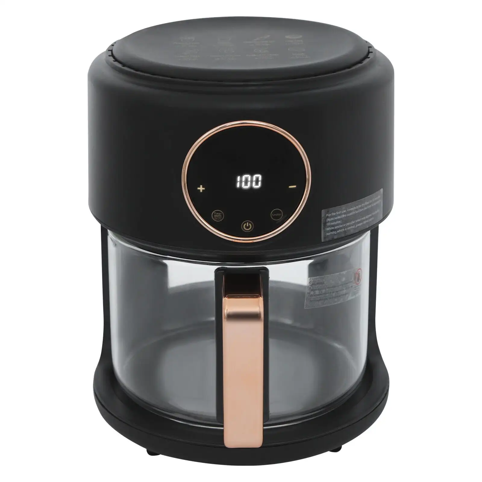 4.2L Airy Fryer, 1200W 110V Glass Air Fryer, 3.81Qt 360° Viewable Airy Fryer