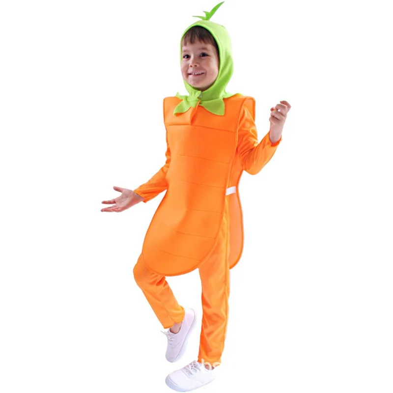 Funny Fruit Costume Vegetable Outfit for Kids Grape Carrot Pepper Watermelon Tomato Apple Banana Potato Head Jumpsuit Cosplay view 4