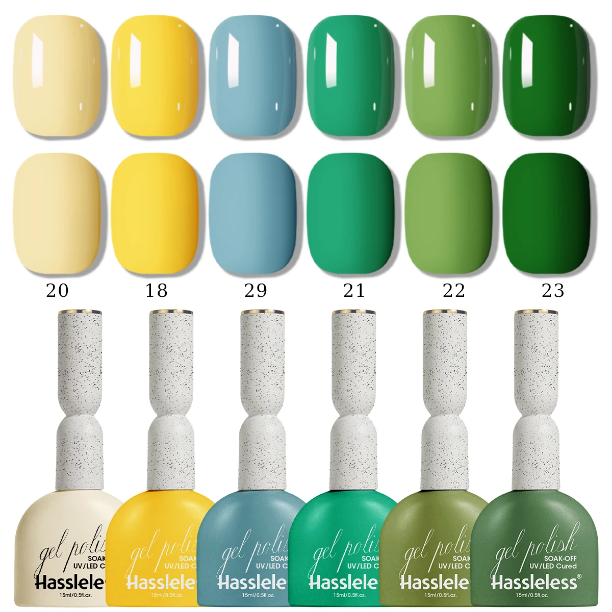 

6-color Spring/Summer Lemon Grass Green Acrylic Nail Polish Set,removable UV/LED nail polish, highly saturated, smooth and easy