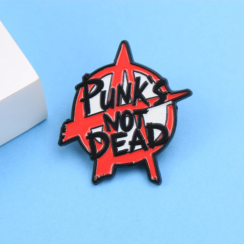 Cartoon Letters PUNK'S NOT DEAD Enamel Metal Funny Lapel Pin Brooch Badge Backpack Clothing DIY Patch Jewelry Gift for Friends