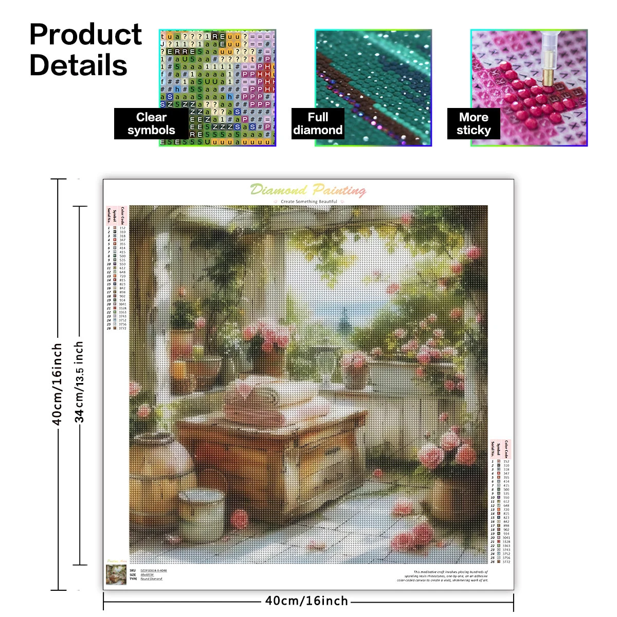 GATYZTORY 5D Diamond Embroidery Courtyard Landscape Diamond Painting Cross Stitch Kit Mosaic Scenery Home Decoration