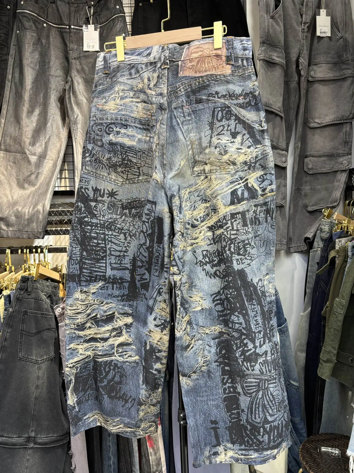 MIJKO Design جينز بطباعة ثلاثية الأبعاد من قماش الدنيم للرجال والنساء، سراويل عصرية #4