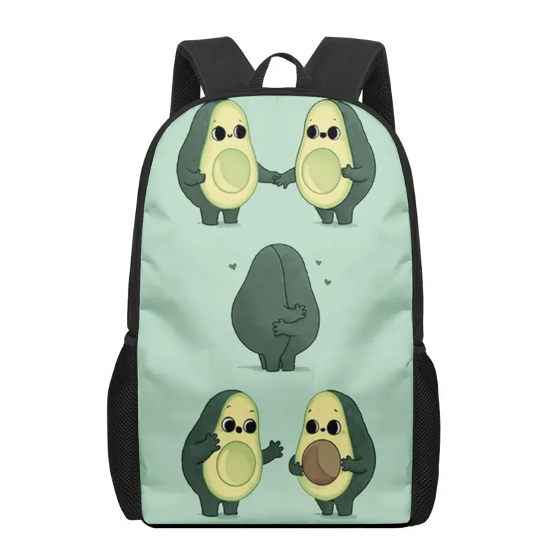 Cartoon Cute Avocado Print Boys Girls School Bag Students Book Bag Teenager Casual Storage Backpacks Woman Men Travel Rucksacks