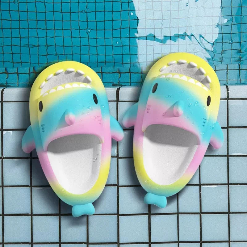 Shark Slippers Summer Beach Slides Women Men Boys Girls Outdoor Home Fashion Rainbow Flip Flops Kids Cute Cartoon Sandals Shoes