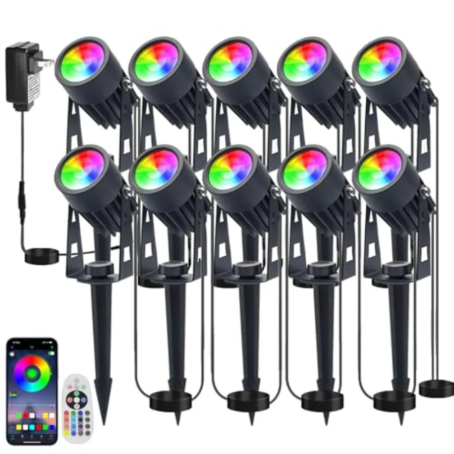 Smart RGB Low Voltage LED Spotlights, APP and Remote Control, Synchronous Dimming Lighting System, IP65 Waterproof, 16 Million