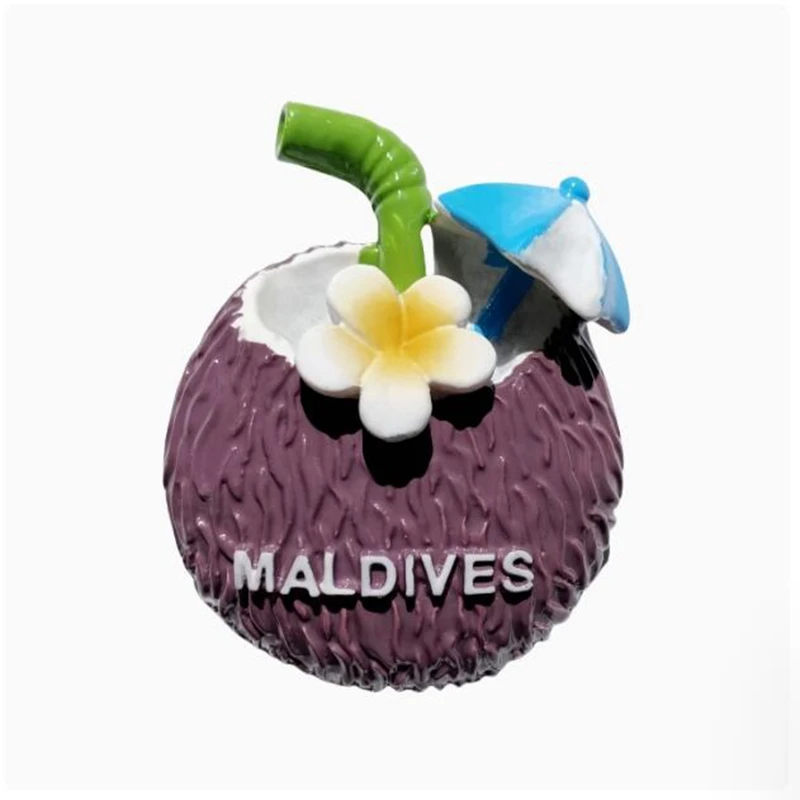 Maldives Coconut Juice Handmade Painted 3D Fridge Magnets Tourism Souvenirs Refrigerator Magnetic Stickers