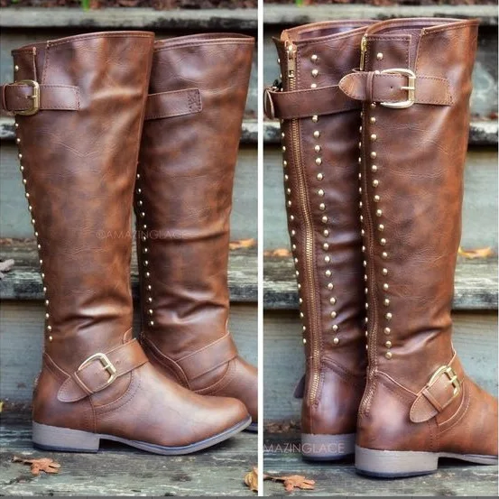 

2022 New Boots Women Leather Flock Winter Plush Warm Kneel High Boots Luxry Ladies Patchwork Flat Shoes Casual Female Snow Boots