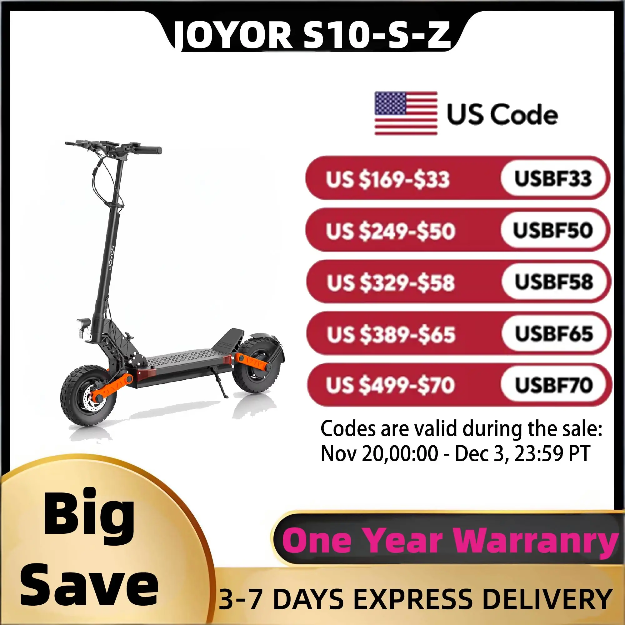

Joyor S10-S-Z Adult City E-scooter 1000W*2 Motor 60V18Ah Escooter 10 Inch Off Road Tire Off Road Electric Scooter