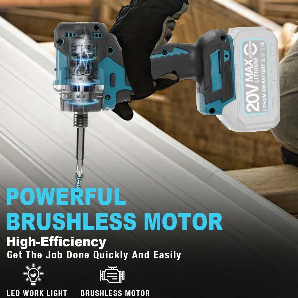 280 NM Brushless Electric Screwdriver 20+1 Torque 1/4 Rechargeable Cordless Electric Drill Screw Driver for Makita 18v Battery