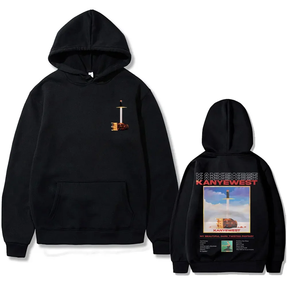 Rapper Kanye Weesst Late My Beautiful Dark Twisted Fantasy Print Hoodie Men Fleece Cotton Sweatshirt Man Hip Hop Oversized Hoodi