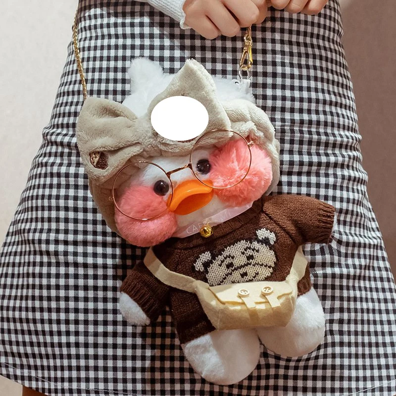 30Cm Kawaii Lalafanfan Cafe Eend Crossbody Bag Pluchen Speelgoed Soft Gevulde Schoudertas Schouder Satchel Bag Verjaardagscadeau Voor meisjes