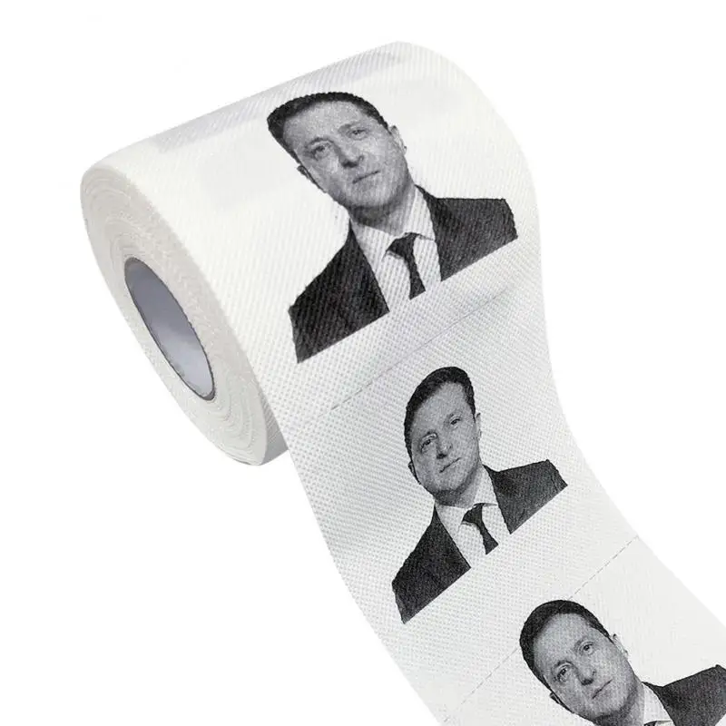 Ukraine President Zelensky Pattern Printed Toilet Paper Roll Novelty Gift Bathroom Paper 3 layer