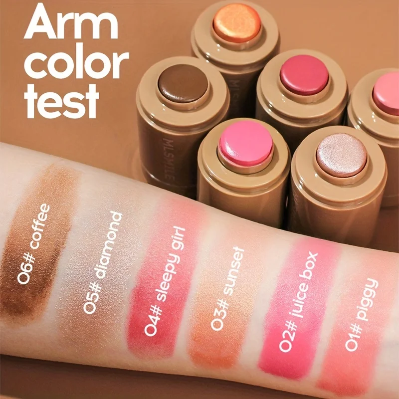 PAGE VINE Pocket Blush Stick 6 Color Lip And Cheek Hydrating Stick Highlights To Brighten Natural Hydrating Muscles image 2