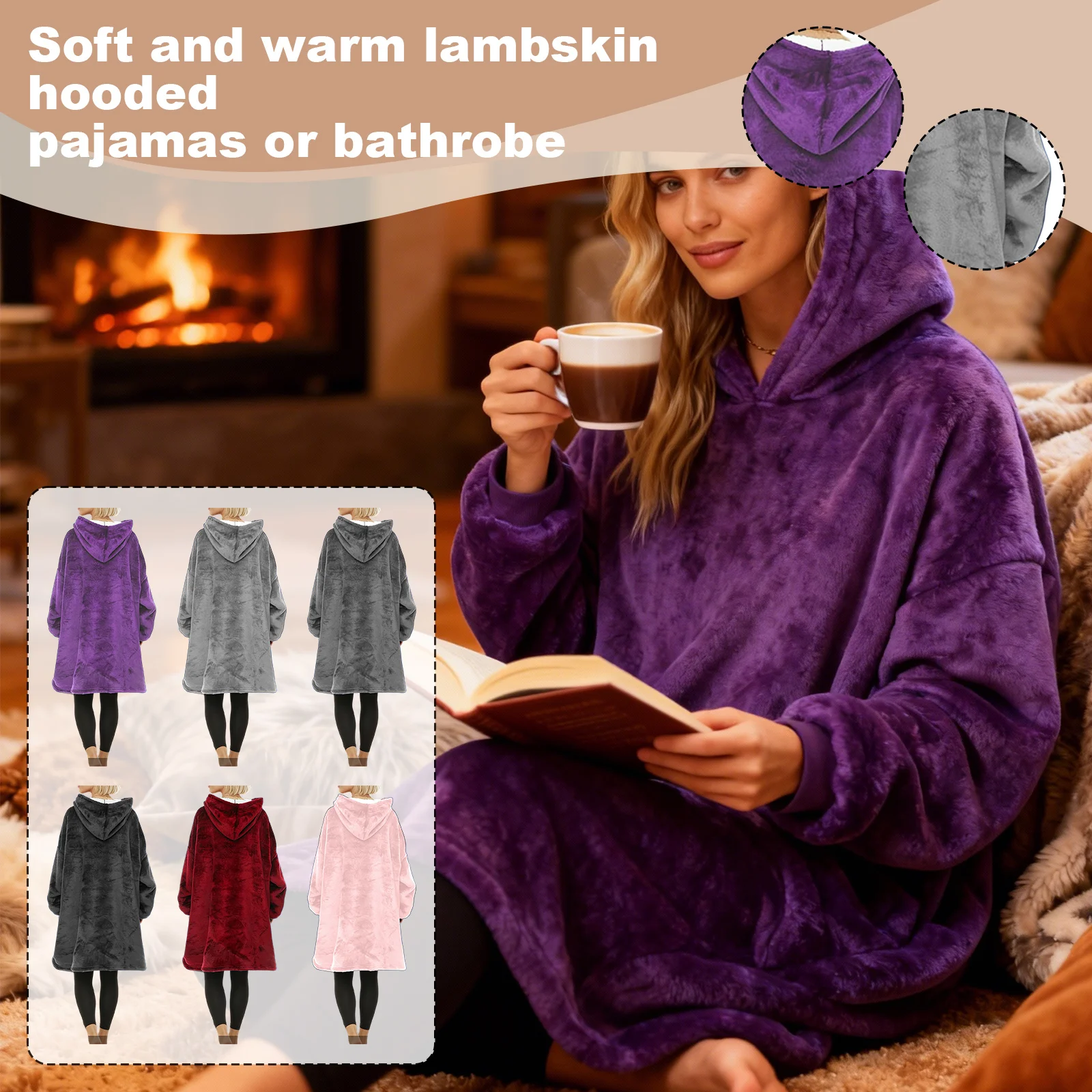 

Flannel Pajamas And Nightgowns Wearable Blanket Style Hoodie Extra Large Soft And Warm Lambskin Hooded Sweatshirt