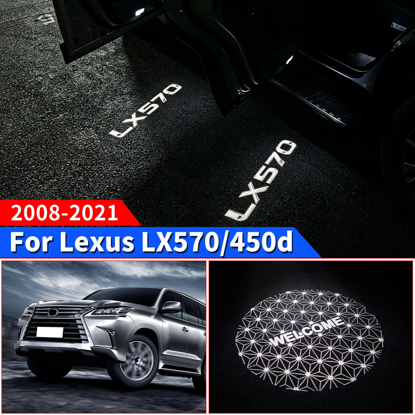 For Lexus LX570 2008-2021 2020 2019 2018 Dynamic Door Logo Welcome Light LED Courtesy Projector Lamp Modification Accessories