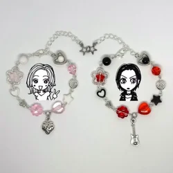 Matching Nana Hachi Bracelets | friendship matching bracelets, strawberry guitar, y2k grunge coquette set, trendy jewelry, anime