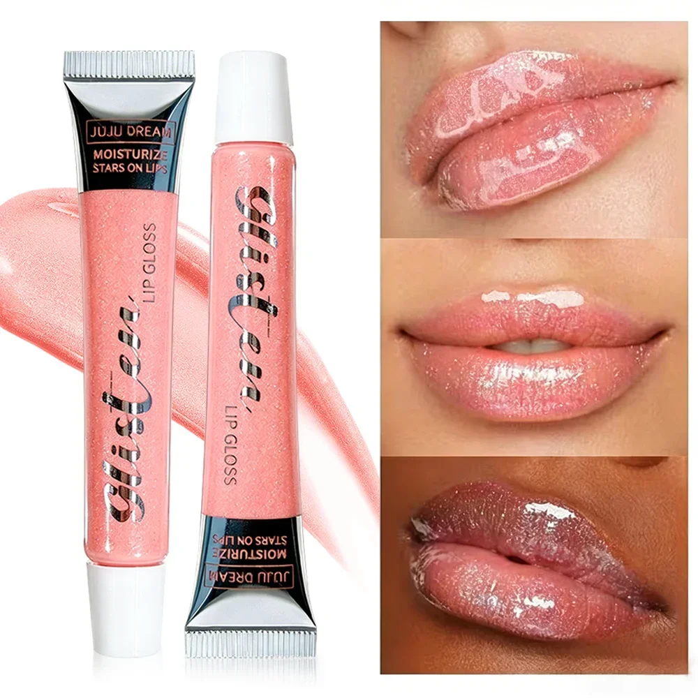 JUJU DREAM 9449 Pearlescent Lip Gloss Shimmer Lip Oil Waterproof Long Lasting Non Sticky Hydrating Makeup Beach Party