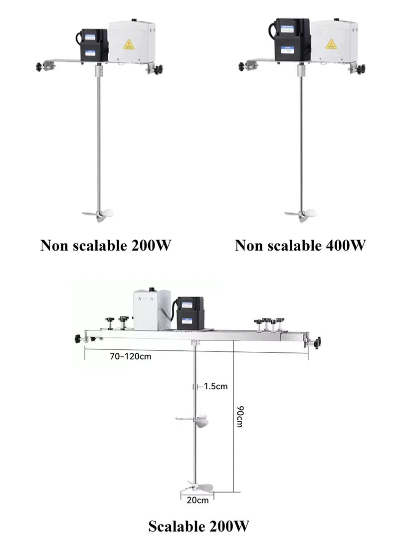 Professional Liquid Mixer 220V Electric Horizontal Model Agitator 200W Stretchable Mixing Tool Industrial Stainless Steel