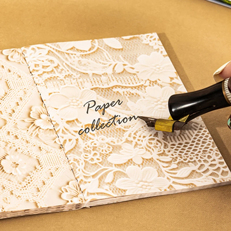 Mr. Paper, 15pcs/book,vintage Patterned Lace Themed Writing Material Paper, Scrapbook Supplies, Decorative Notebook Photo Frames