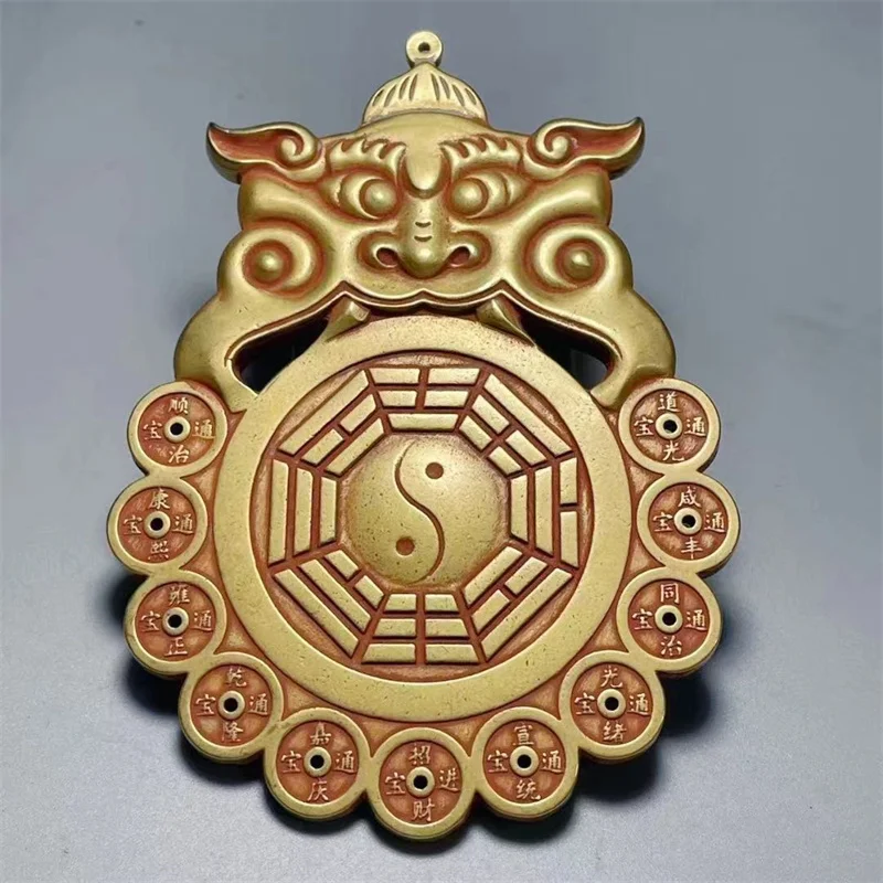 

Brass Cinnabar Mountain Ghost Beast Head Bagua Home Evil-Repelling Crafts Living Room Decoration Ornamentsations