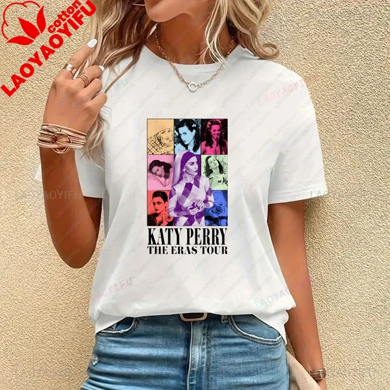 Famous Singer Katy Perry Classic Poster Fashion Print T-shirt, Unisex Casual Streetwear, Spring/summer Top Cotton T-shirt