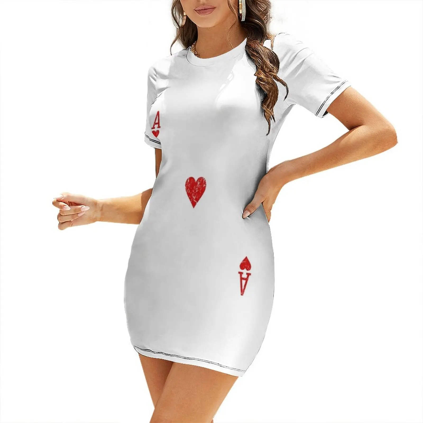 

Ace of Hearts Playing Card Short-Sleeved Dress prom dresses Casual dresses Dress