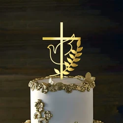 3PCS/1PC Cross Cake Topper Gold Acrylic Baptism Christening Communion Party Cake Decoration Supply