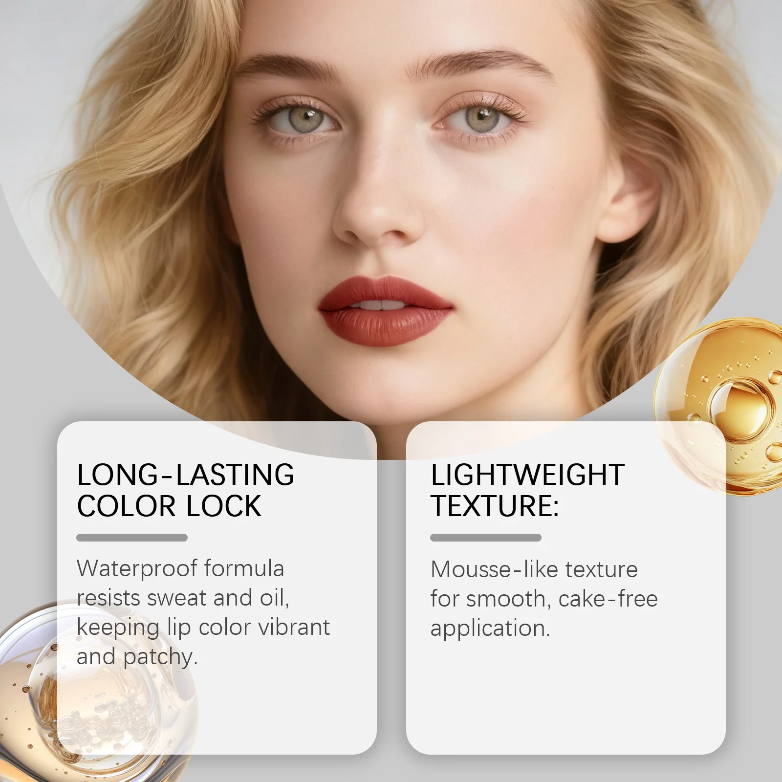 Matter Lipgloss, wasserfest, schweißfest, langlebig, glatte Textur, Lippenvolumen-Verstärkung, feuchtigkeitsspendender roter Lippen-Matt-Lippenstift