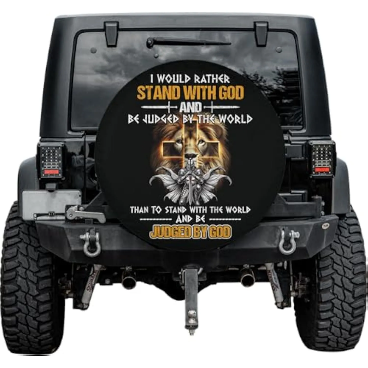 

Чехол для запасного колеса с изображением Льва и Иисуса, христианский, религиозный, с надписью «Оценен Богом», аксессуар