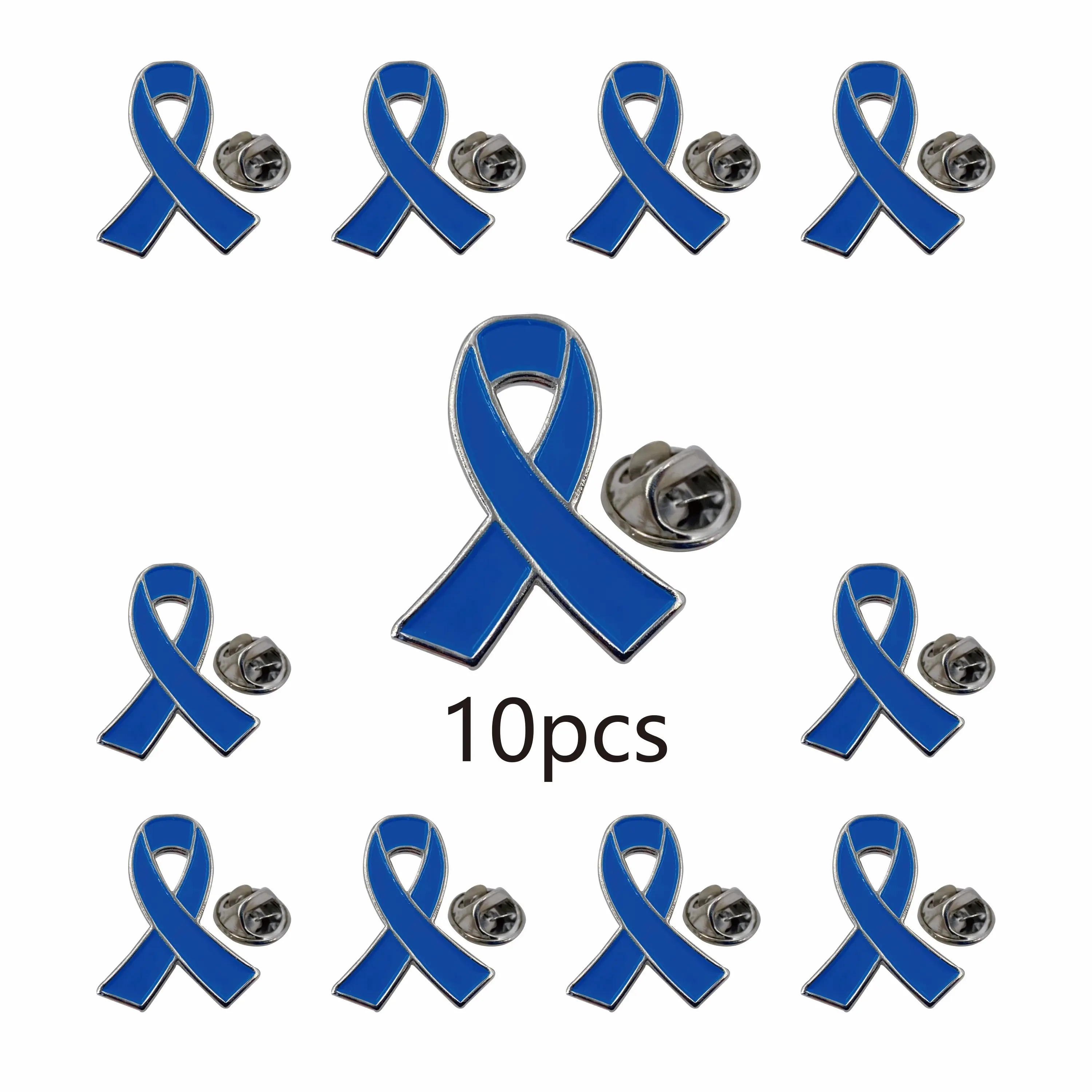

5/10/50/100pcs Metal Blue Ribbon Enamel Lapel pin Colon Cancer Awareness Product Blue Ribbon pins Bulk