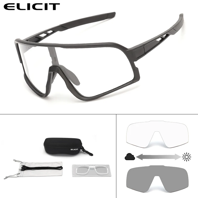 

ELICIT Photochromic New Outdoor Cycling Sunglasses Men Road Driving Bike Sports Mountain Climbing Glasses Women UV400 Goggles