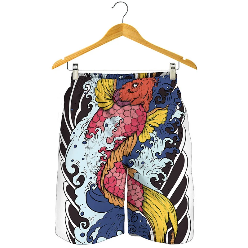 Chinese Koi Carp Pattern Beach Shorts Men 3d Printed Fish Swimming Trunks Summer Street Short Pants Summer Surf Board Shorts