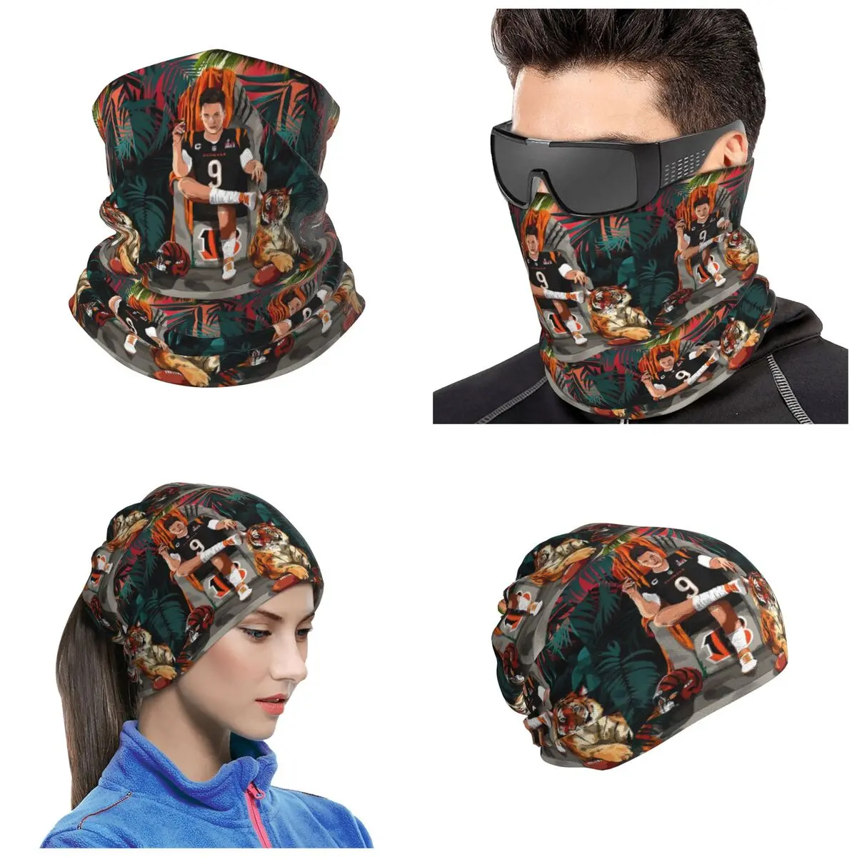 Joe Burrow Bengals 1 Bandana Neck Gaiter Printed Wrap Scarf Outdoor Sports Headband Unisex Adult Washable