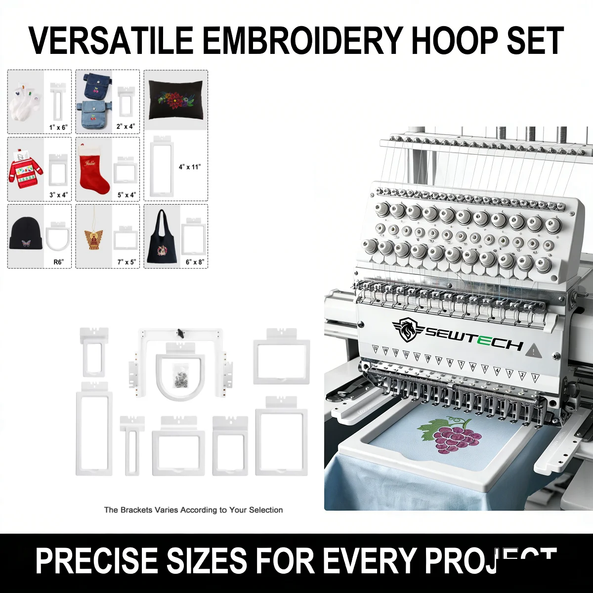 

8in1 Magnetic Embroidery Hoops kit Magnetic Hoops for Poolin EOM EOX Embroidery Machine sew embroidery Tool part