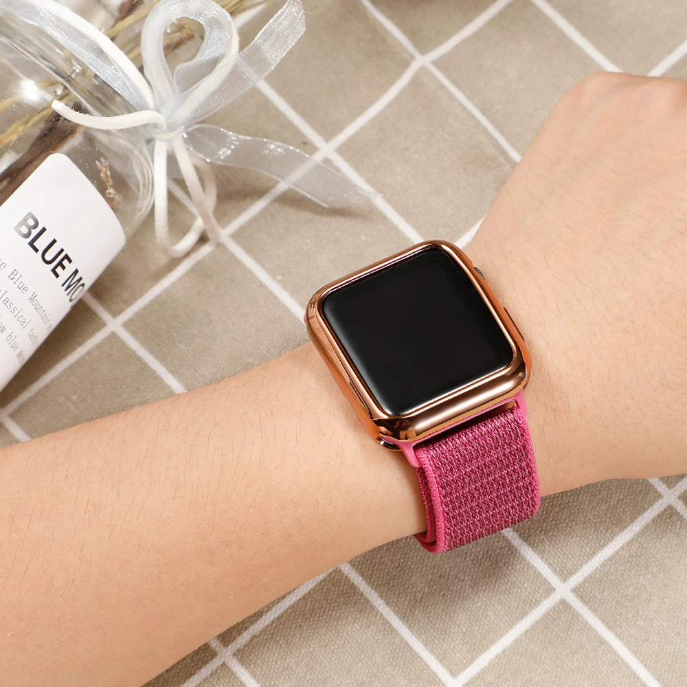 Ремешок и аксессуары для Apple watch band 45 мм 41 мм 44 мм 40 мм 42 мм 38 мм, защитная пленка, нейлоновый браслет-петля для iWatch series 9 8 7 6 5 4 3 SE