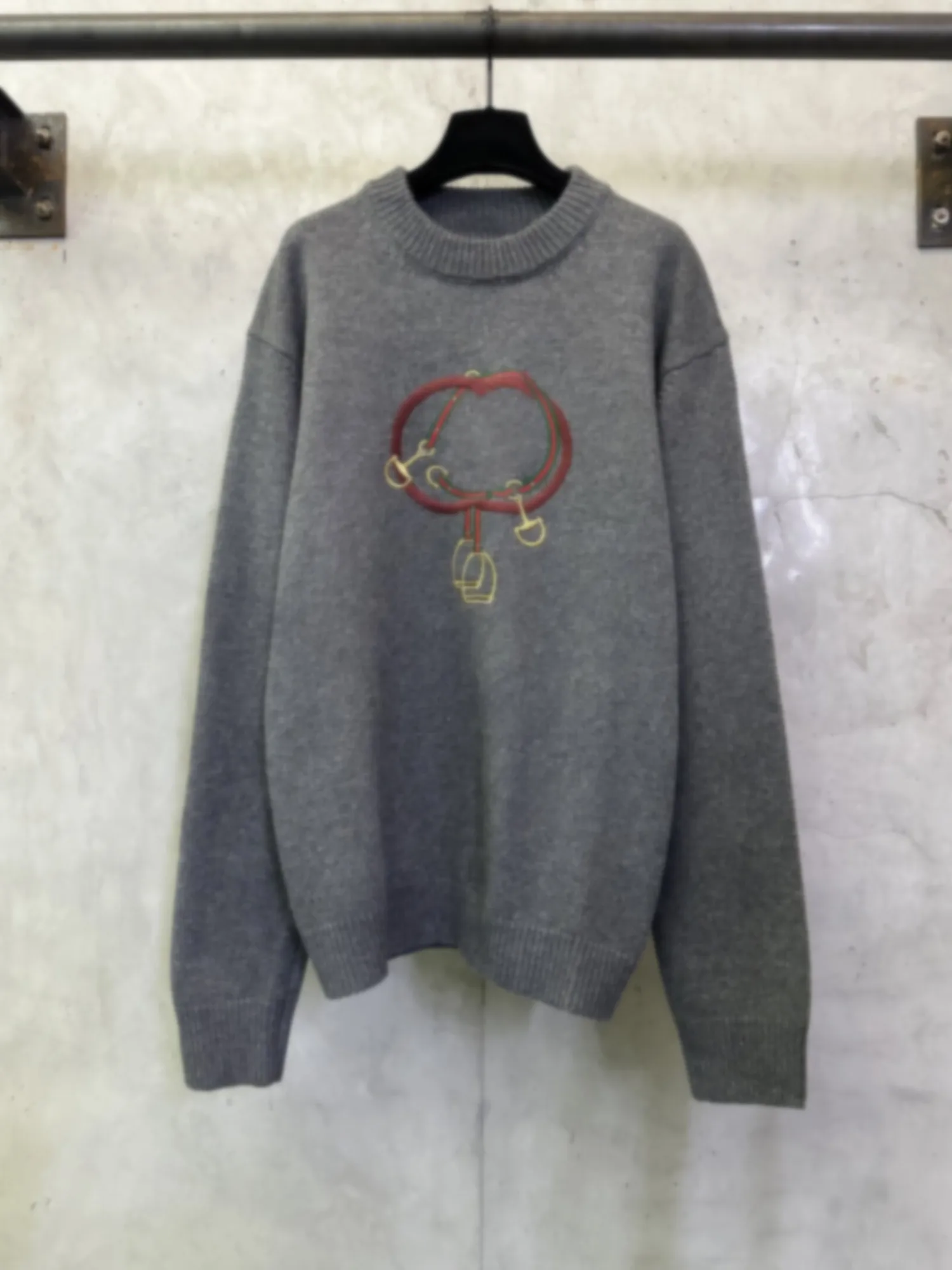 

Lamb Wool Knitted Long Sve Sweater 2026 Spring New Sle Red Lantern Embroidery Loose Fit ex Casual Wear round Ne