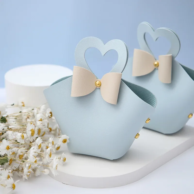 5/10pcs Love Creative MINI Wedding Candy Box Gift Packaging Bag Wedding Party Supplies Portable Leather Candy Box Companion Gift