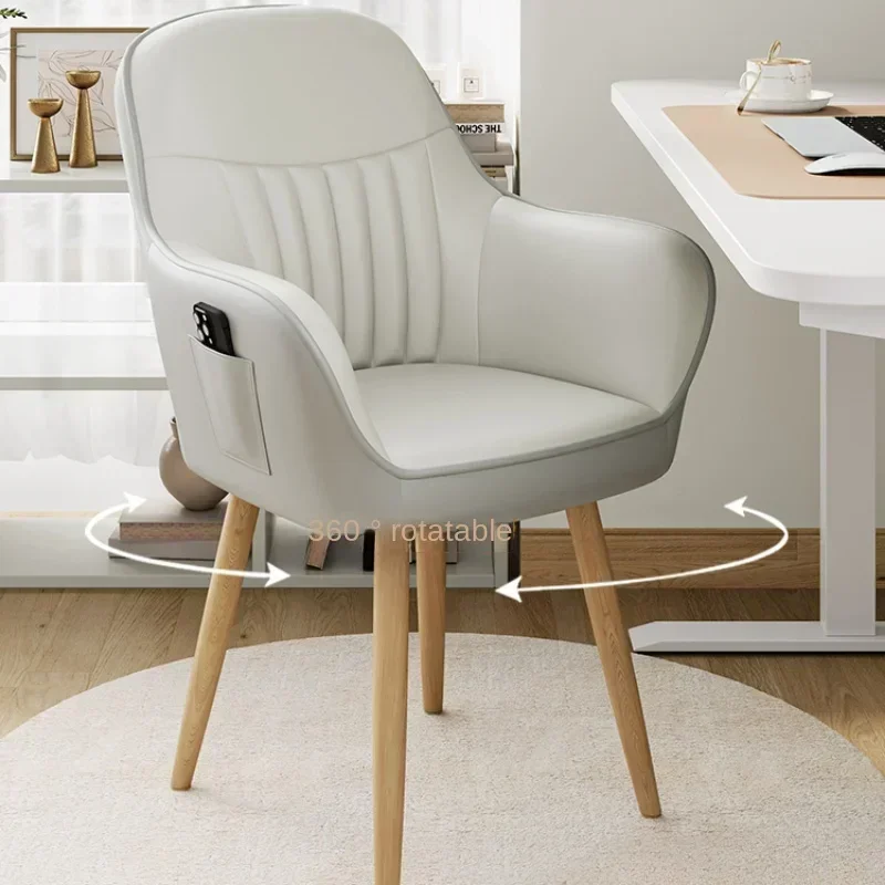 Simple Home Computer Chair Children's Learning Seat Bedroom Latex Cushion Makeup Chair Wide Backrest Rotating Seat for Study