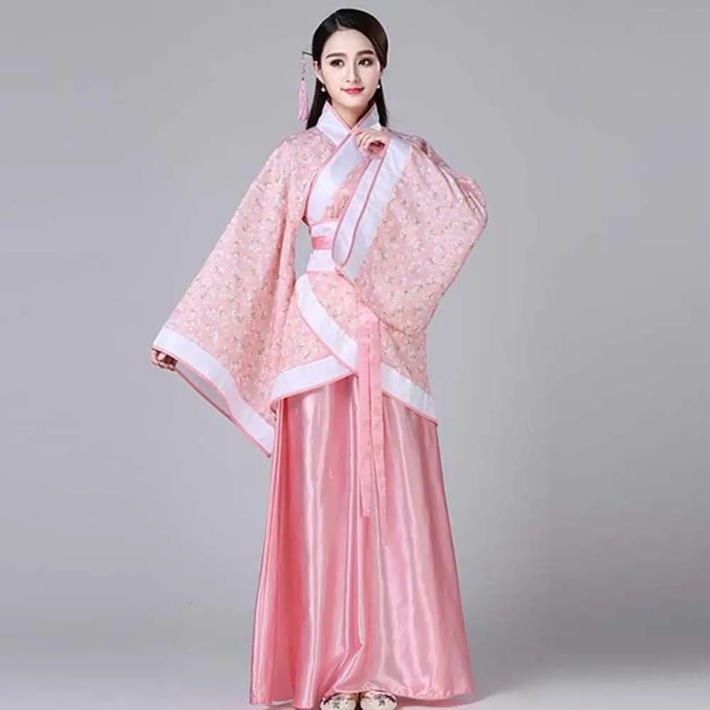 

Stage Costumes Chinese Hanfu Skirt Flower Embroidery Han Tang Dynasty Chinese Ancient Dress Oriental Fairy Princess