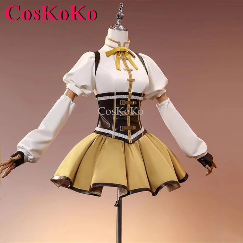 CosKoKo Tomoe Mami Cosplay Anime Puella Magi Madoka Magica Costume Gorgrous Combat Uniforms Halloween Party Role Play Clothing