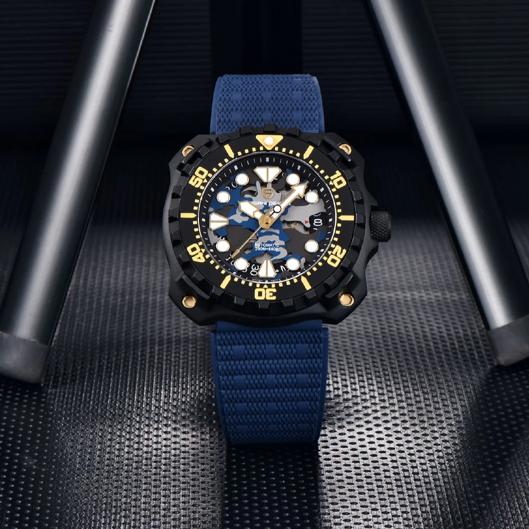 PAGANI تصميم جديد للرجال ساعات اليد الميكانيكية الفاخرة التلقائي ساعة للرجال الأسود الصلب 100 متر مقاوم للماء NH35 ساعة