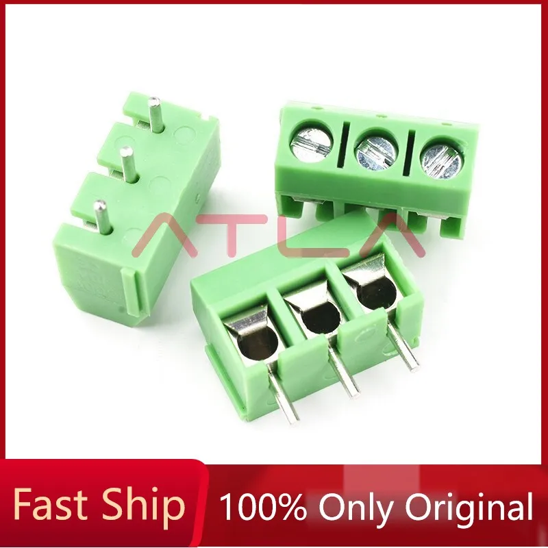 10PCS  5.08-301-3P 301-3P 3 Pin Screw Green Terminal Block Connector 5mm Pitch