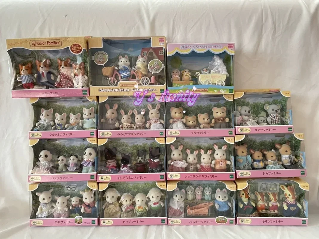 Sylvanian Families Anime Figures Cute Kawaii Japanese Version Rabbit Wide Eared Fox Persian Cat Family Girl Birthday Gifts Toys