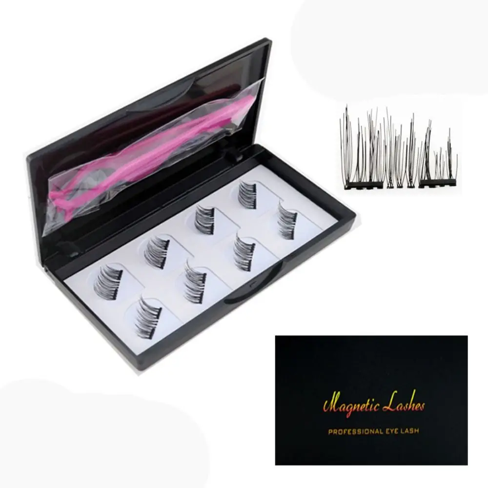 New Natural Look Magnetic Eyelashes No Glue 2 Magnets Magnetic Lashes Half Eye with Tweezers False Eyelashes