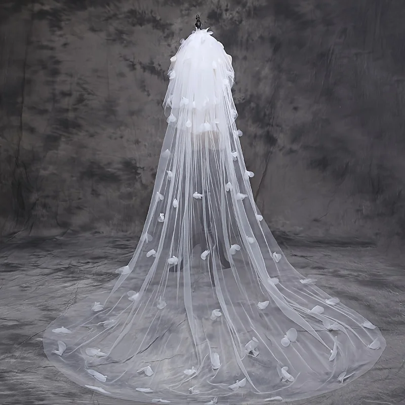 

1PC Bride Wedding Dress Wedding Head Dress Super Immortal Tail Petal Flower Head Dress