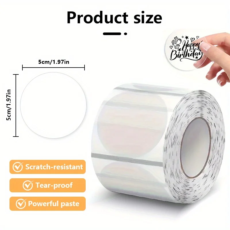 4 لفات من ورق الملصقات الحرارية الشفاف ذاتي اللصق - متوافق مع الطابعات الحرارية B3S/M200/M210/M110، مقاس 50 × 50 مم/1.97 بوصة #2