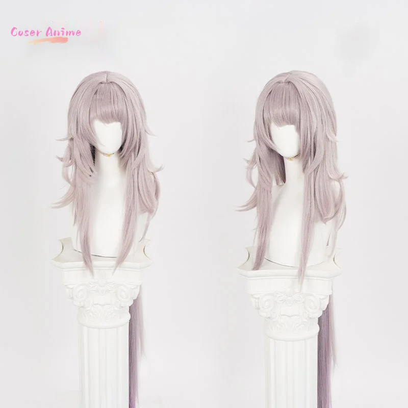 Peluca de Cosplay The Herta Honkai Star Rail marrón 100cm pelo largo gradiente púrpura estación espacial Herta fiesta de Halloween mujeres niñas